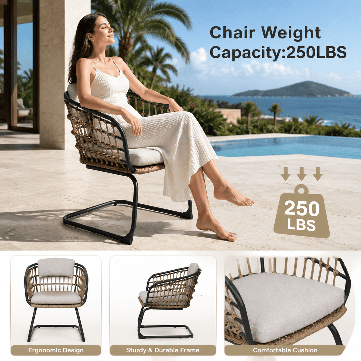 Wicker Dining Chair Set of 2