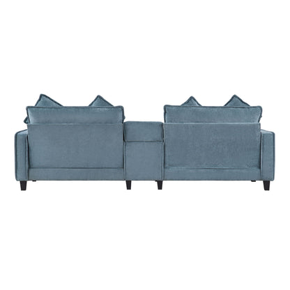 Modern Sectional Sofa With Removable Ottomans, USB Ports