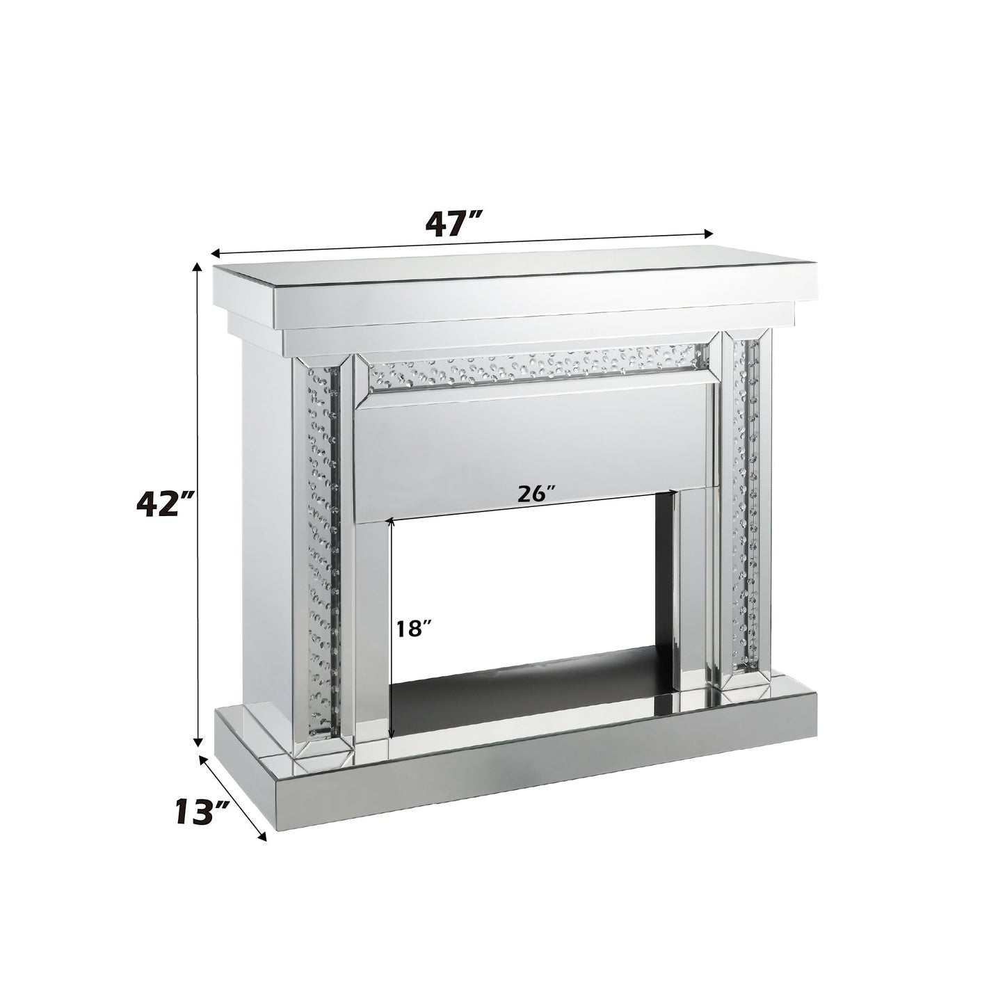 Nysa Mirrored & Faux Crystals Fireplace