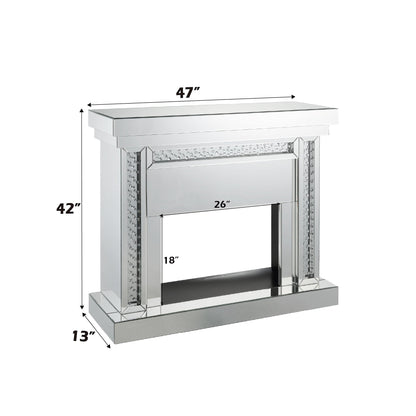 Nysa Mirrored & Faux Crystals Fireplace