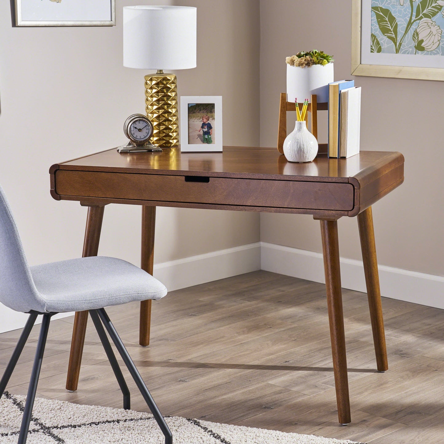 Writing Desk with Large Drawers, Computer Table for Home Office Workspace or Entryway