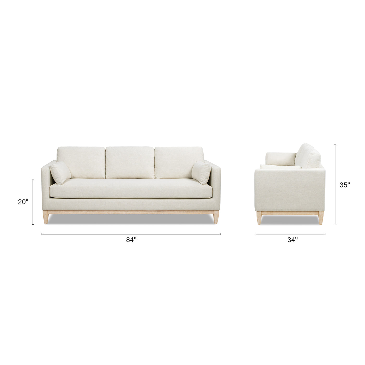 Knox 84' Modern Farmhouse Sofa, Flax White Linen