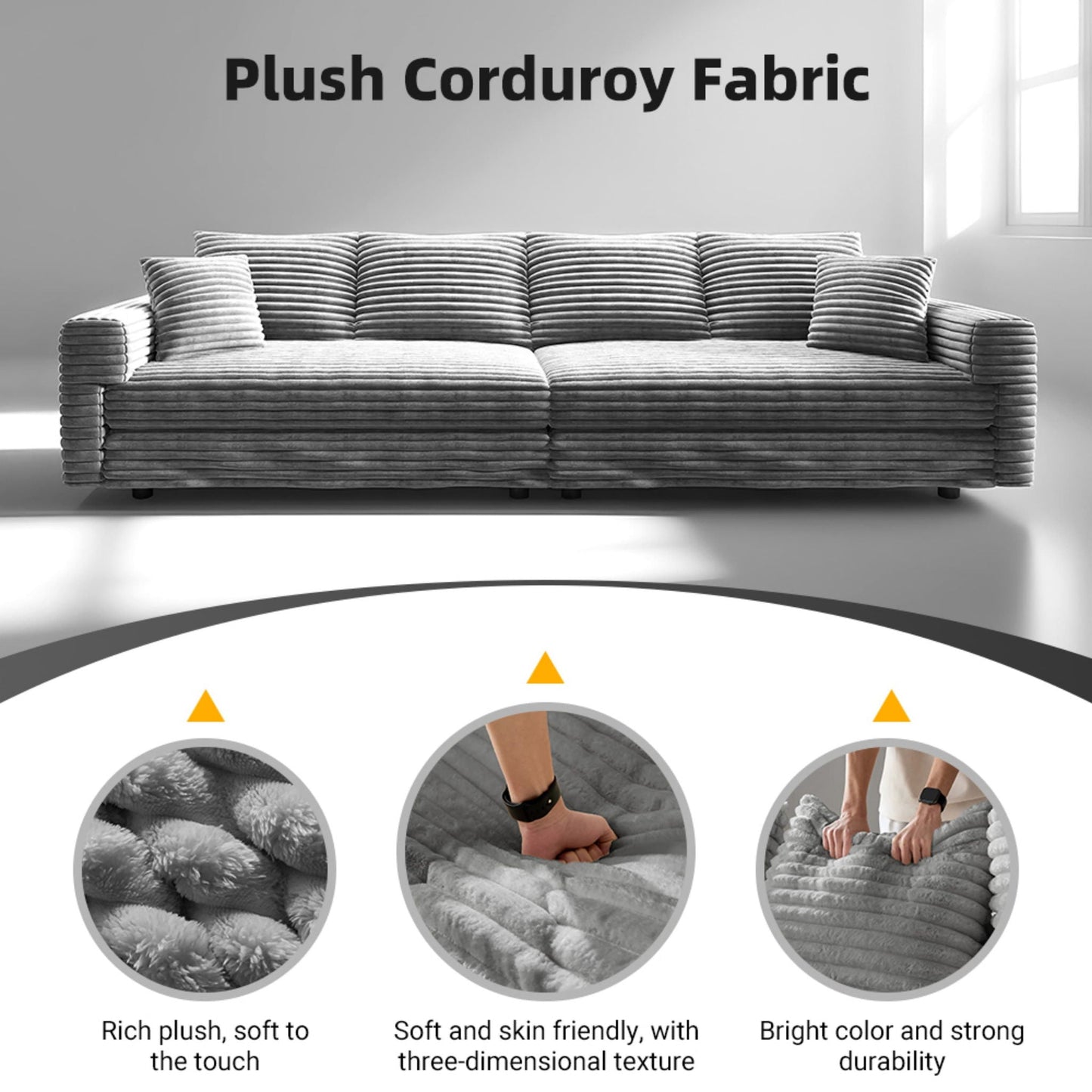 Deep Seat Convertible Sofa With Soft Pillows And Ottomans
