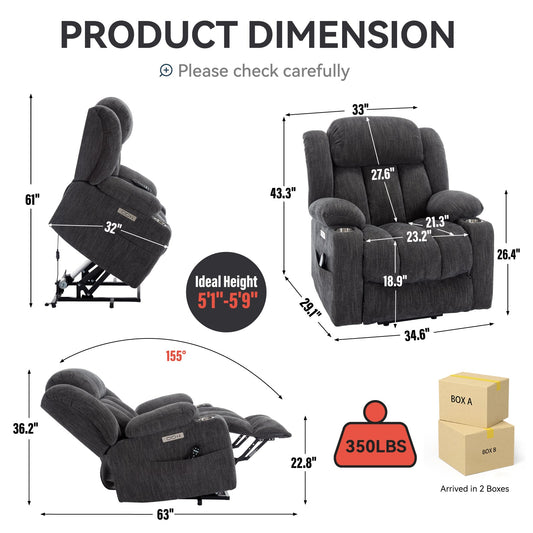Chenille Power Lift Recliner Chair