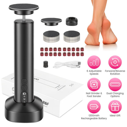 Electric Foot Callus Remover & Nail Grinder with 40 Sanding Discs