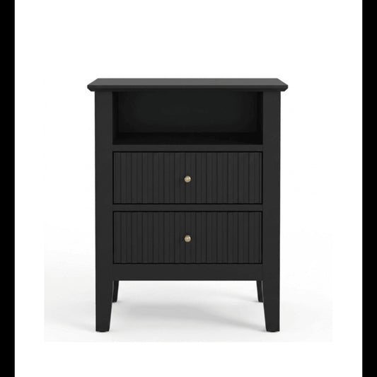 Fluted Nightstand With 2 Drawers
