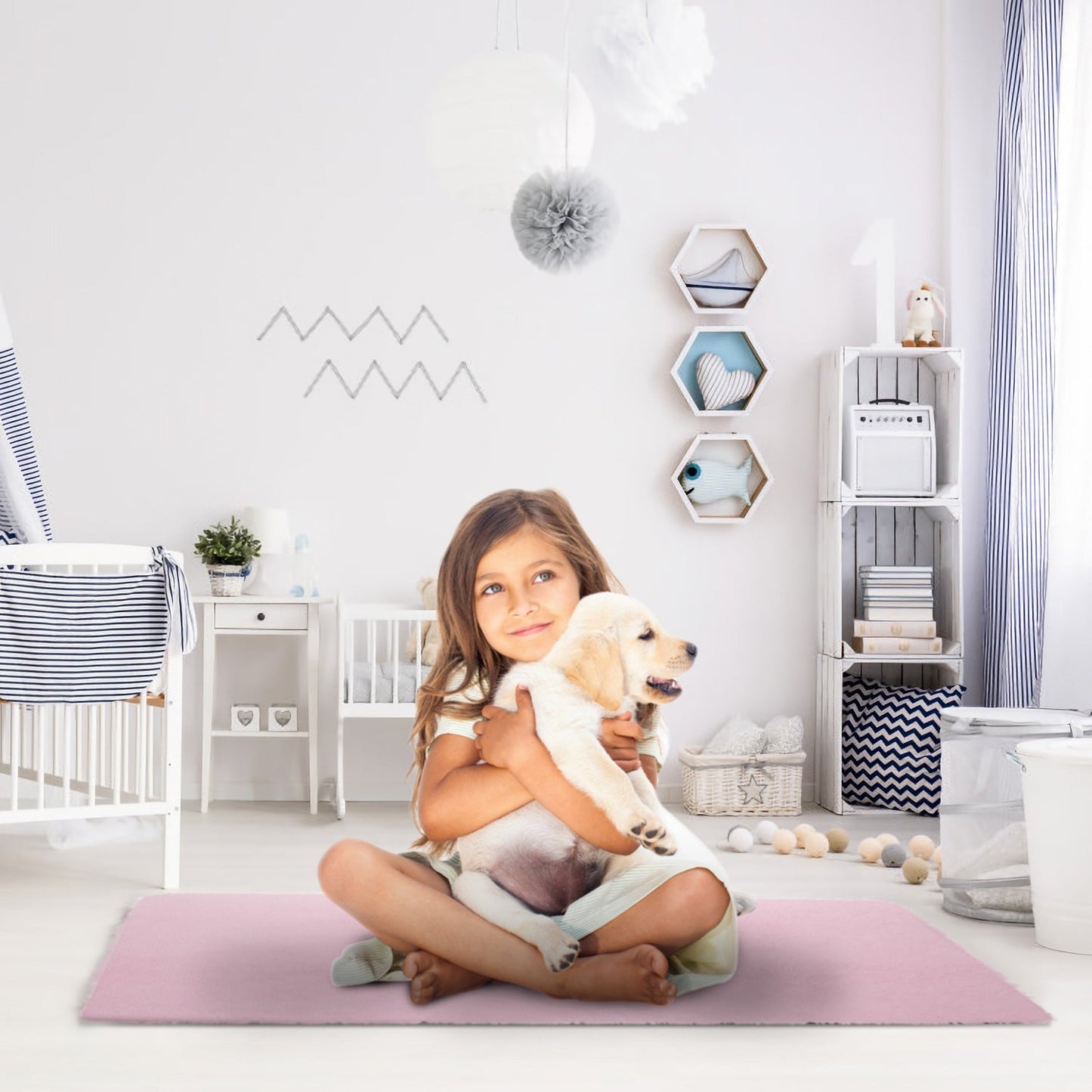 Fluffy Bedroom Rug 4Õ x 2.6Õ Anti-Skid Shaggy Area Rug Decorative Floor Carpet Mat for Nursery Bedroom Living Room