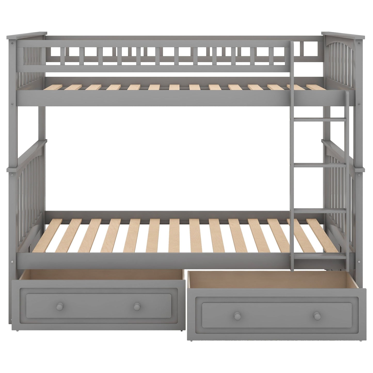 Twin Over Twin Bunk Bed With Drawers, Convertible Beds