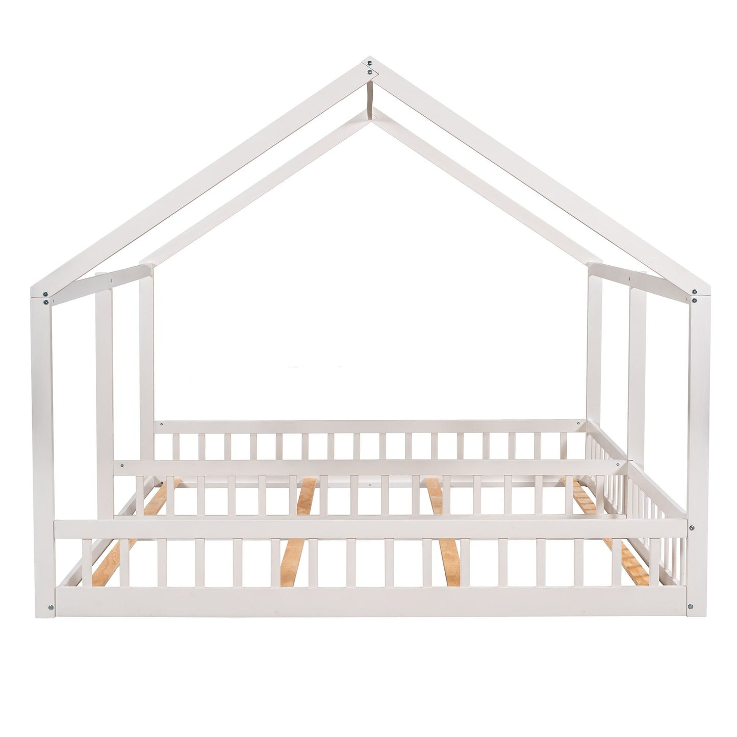 House Platform Beds, 2 Shared Beds, Metal Frame With Guardrails