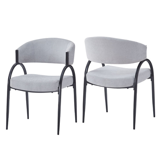 Contemporary Upholstered Dining Chairs With Metal Legs (Set of 2)