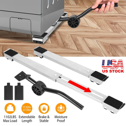 Furniture Dolly Mobile Roller Extendable Appliance Furniture Rolling Base Stand with Brake Pry For Washing Machine Fridge Dryer Cabinet 1102LBS Max Lo