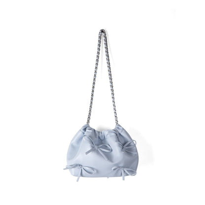 Commuter versatile chain bag, bow soft leather crossbody bag women, spring fashion shoulder crossbody bag