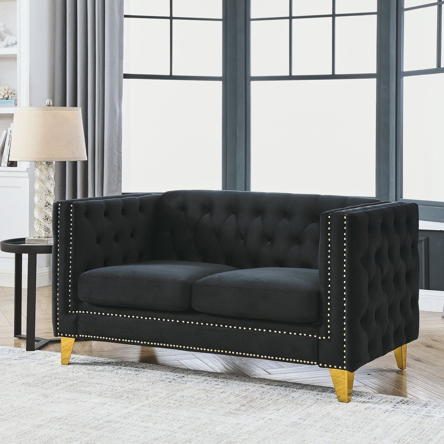 Upholstered Couch Sofa With Button Tufting For Living Room