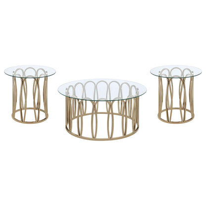 Monett 3-piece Coffee and End Table Set Chocolate Chrome