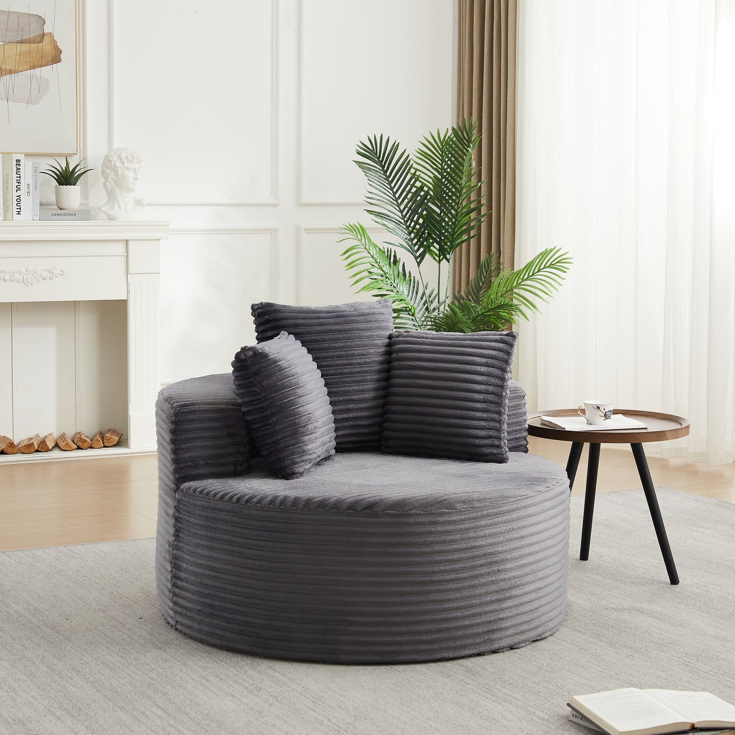 43-inch Round Corduroy Single Sofa