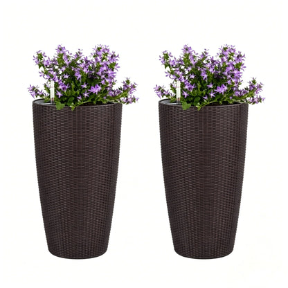 Tall Planters Set With Water Level Monitor And Auto Watering