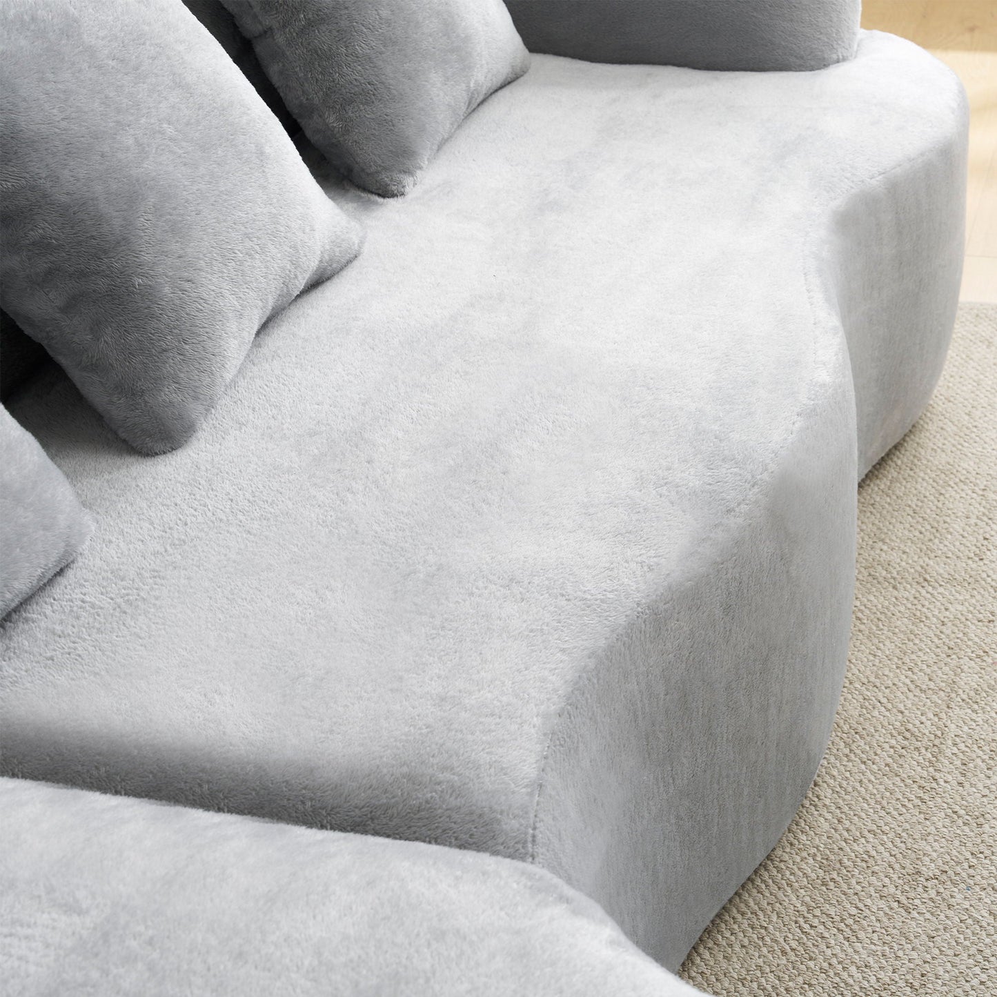 Modular L-Shape Sectional Sofa With Curved Chaise