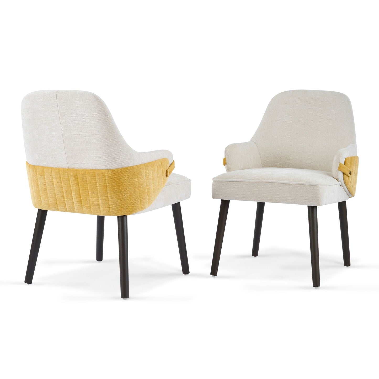 Indoor Dining Chair Set of 2 with Sturdy Frame - Beige / Yellow
