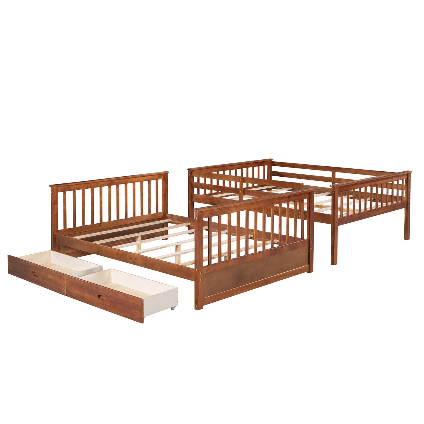 Bunk Bed With Ladders And 2 Storage Drawers