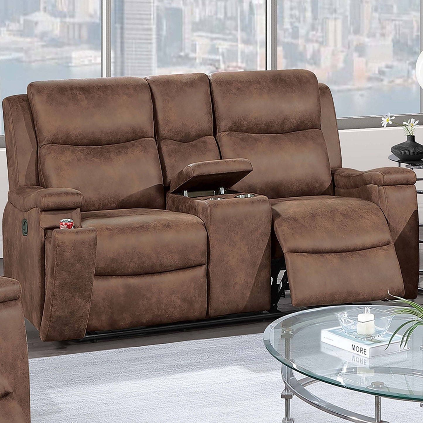 Modern Manual Motion Living Room Set & Hidden Cup Holders