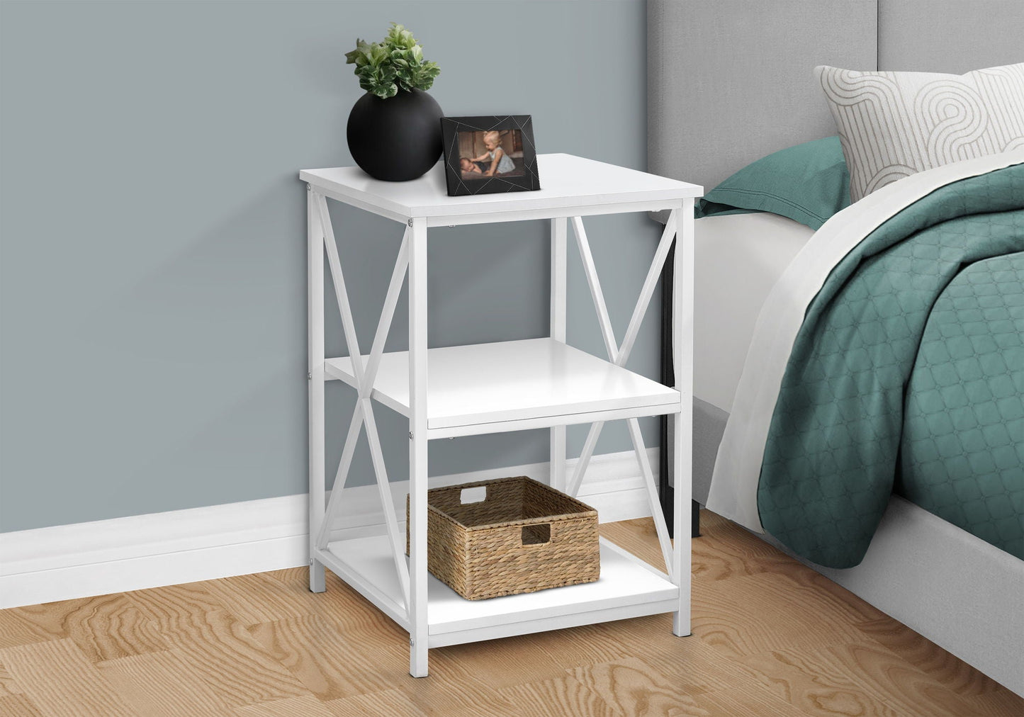 3 Tier Accent Table Side Marble Look Contemporary & Modern