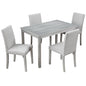 Dining Table Set With Crystal Decoration And Upholstered Chairs
