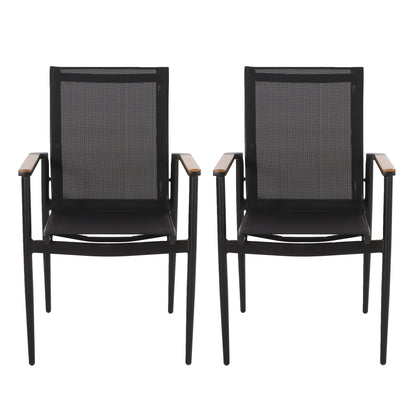 Barrister Dining Chair Set of 2 - Black / Natural