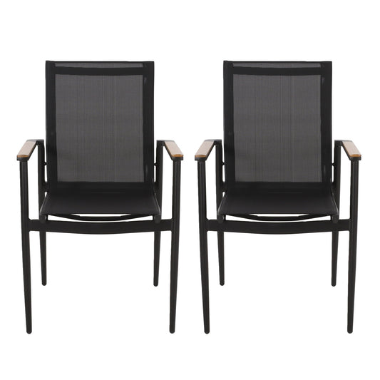 Barrister Dining Chair Set of 2 - Black / Natural