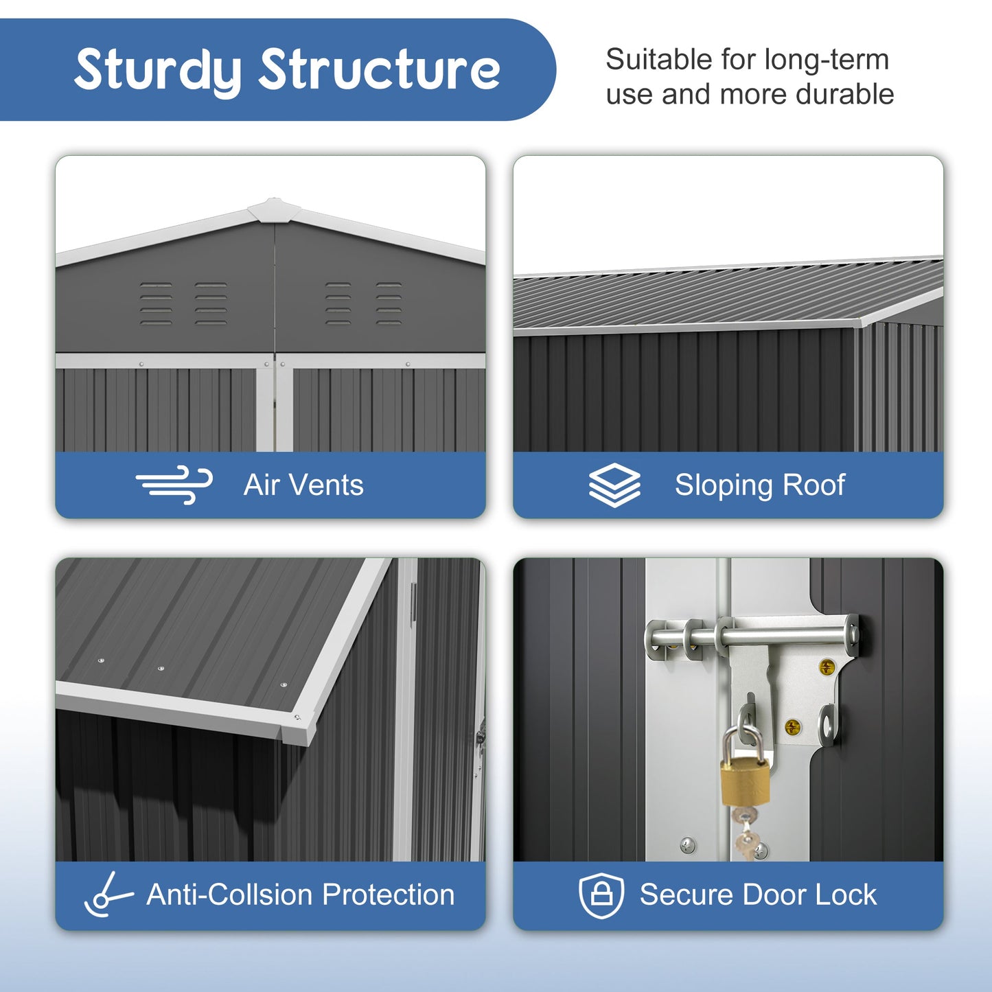10x10 FT Large Outdoor Metal Storage Shed