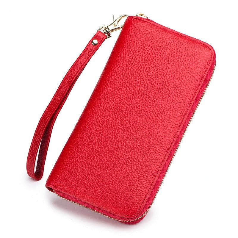 Tassel Top-grain Leather Zippered Womens Wallet
