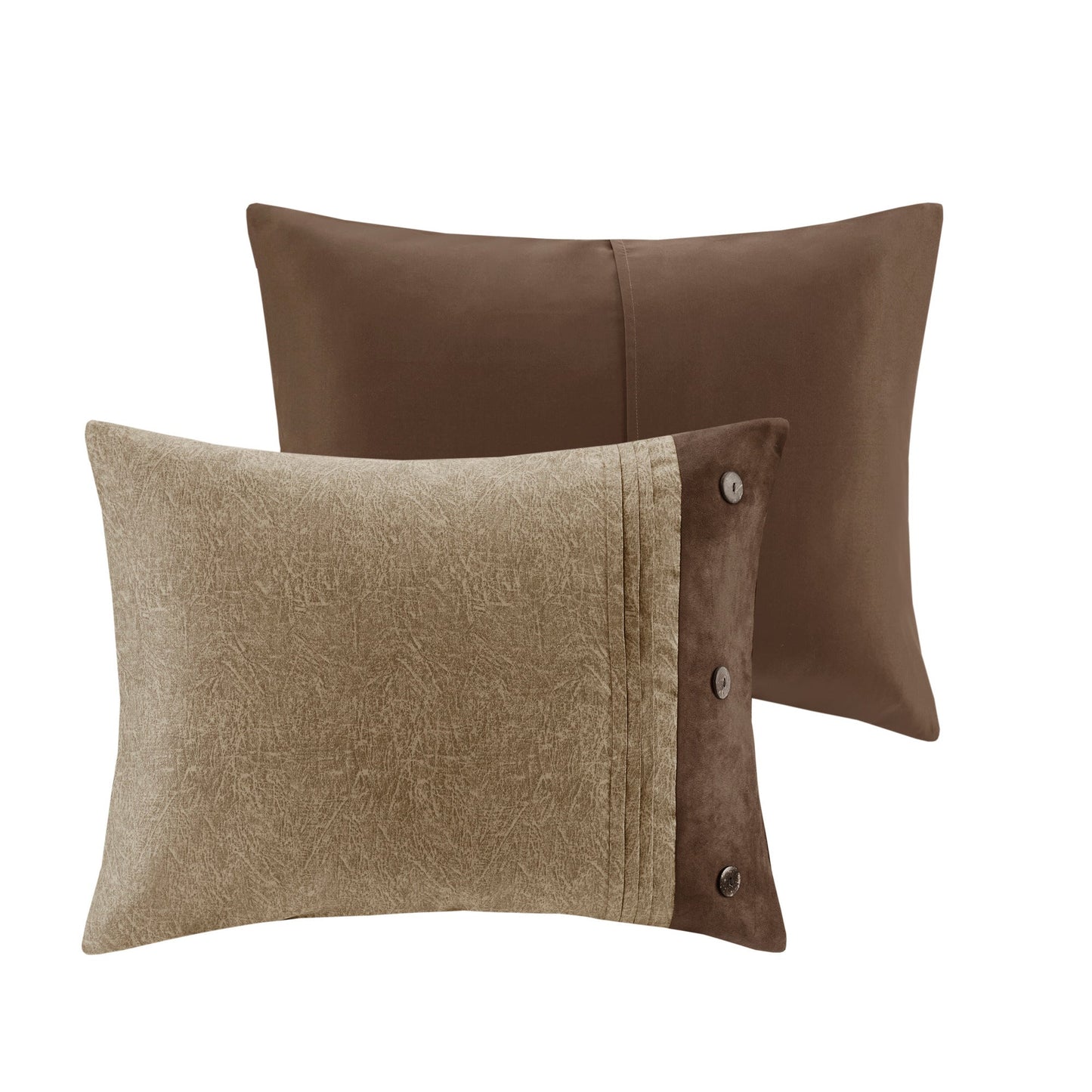 7 Piece Faux Suede Comforter Set Brown California King