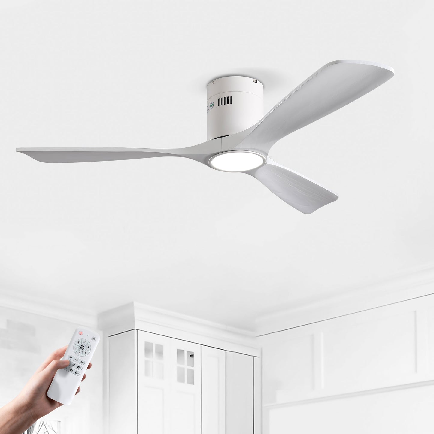 52 Inch Mounting Type Solid Wood Ceiling Fan With Light Kit