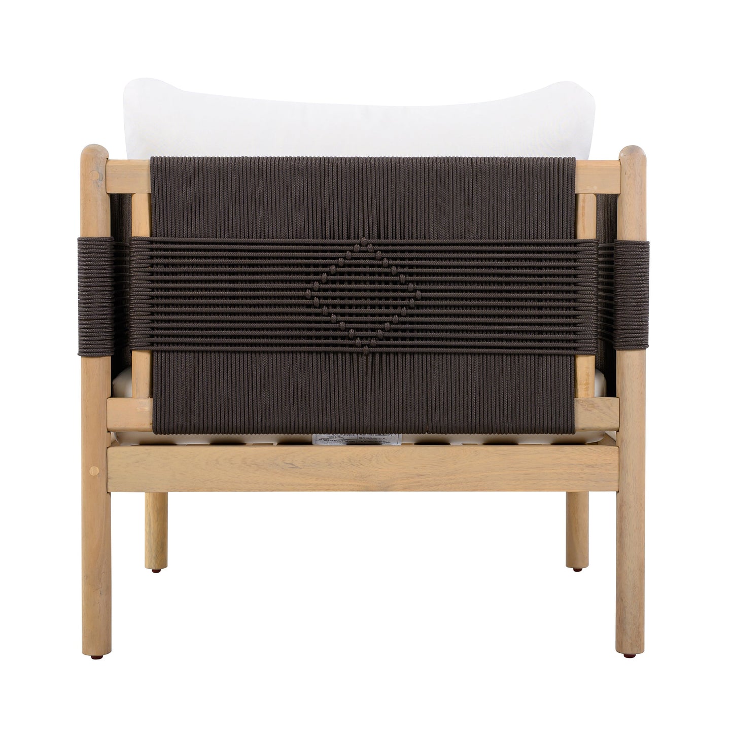 Outdoor Acacia Club Chairs (Set of 2) with Diamond-Pattern Black Rope, Light Teak Finish