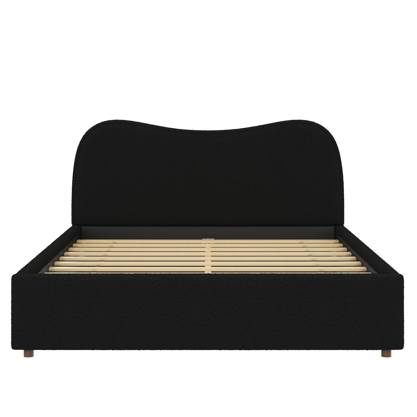 Queen Size Upholstered Platform Bed with Wooden Slats