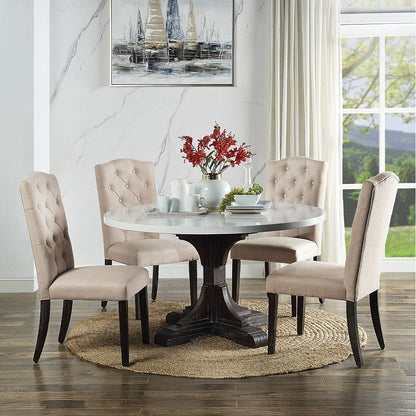 Gerardo - Side Chair (Set of 2) - Beige Linen & Weathered Espresso