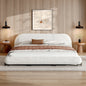 California King Size Bed Frame with Boucle Fabric and Thick Headboard