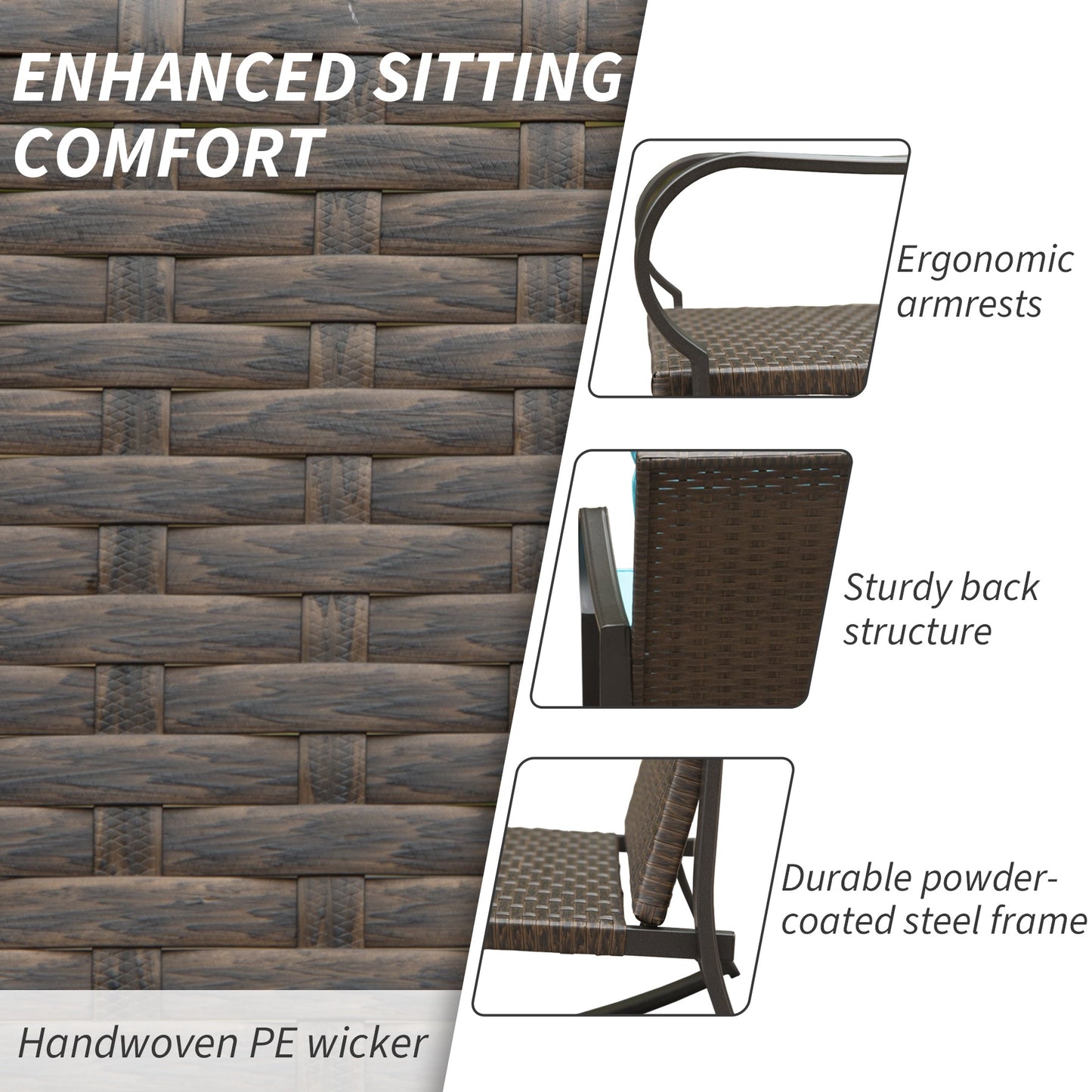 Metal 2-Person Outdoor Patio Rocking Seating Group with Cushions