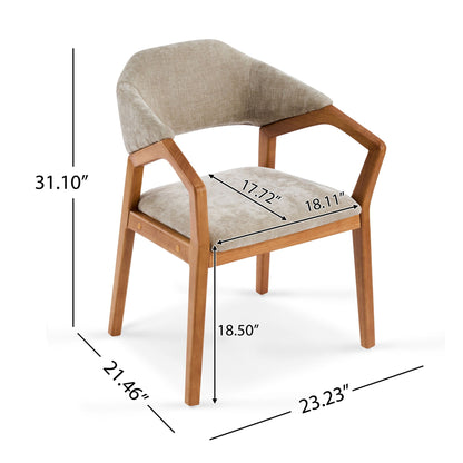 Indoor Upholstered Dining Chair Set of 2 - Oatmeal / Teak
