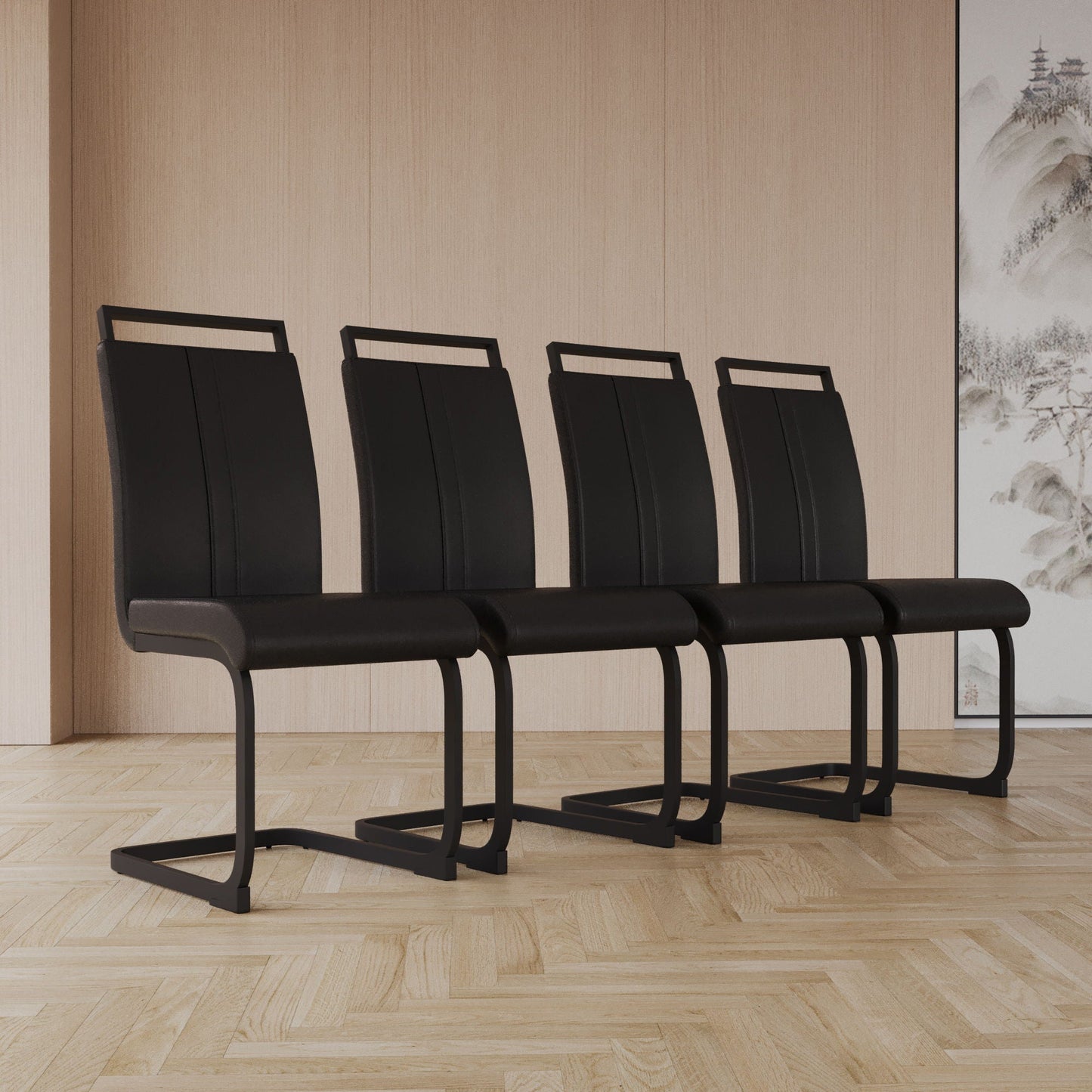 Modern Dining Chairs With High Back Upholstered Design Metal Legs