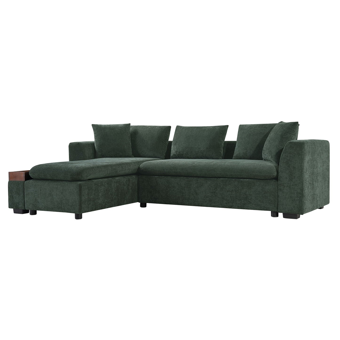 Modern L Shaped Sectional Sofa With Upholstery And Wooden Storage
