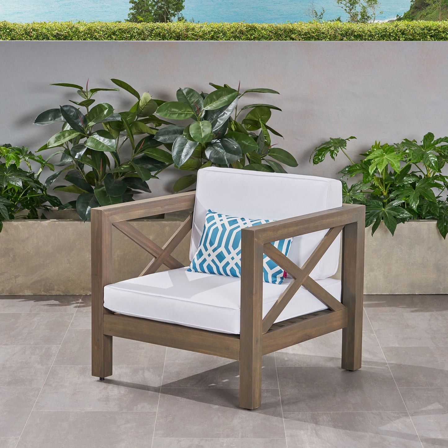 Brava Mid-Century Modern Club Chair with Water Resistant Cushions