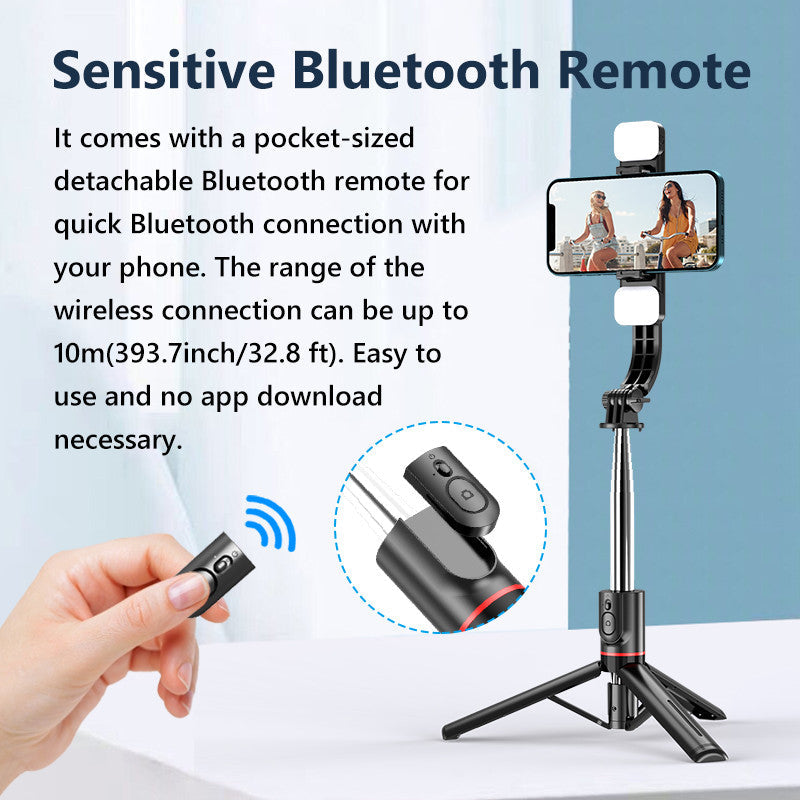 Bluetooth Selfie Stick Tripod for Cell Phones - Adjustable Height & 360° Rotating Head