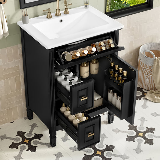 24-Inch Bathroom Vanity with Sink and Solid Wood Cabinet