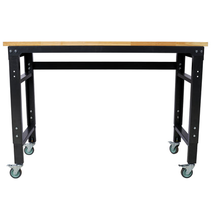 48" Wide Rolling Workbench with Adjustable Height - Dark Gray, Wood