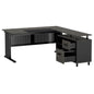 L-Shaped Executive Desk With File Cabinet, Office Workstation With Drawers, Shelves & Storage