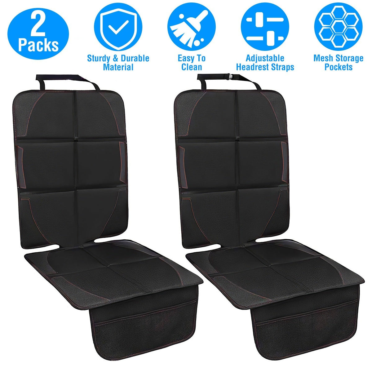 2 Packs Car Seat Protector Cushion Mat Pad with Thick Padding Protector for Child Baby Car Seat Mesh Pockets Non-slip