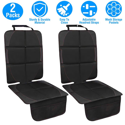 2 Packs Car Seat Protector Cushion Mat Pad with Thick Padding Protector for Child Baby Car Seat Mesh Pockets Non-slip