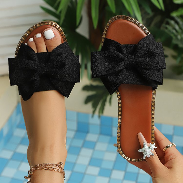 Plus-size Bow-tie Slippers Womens Colorful