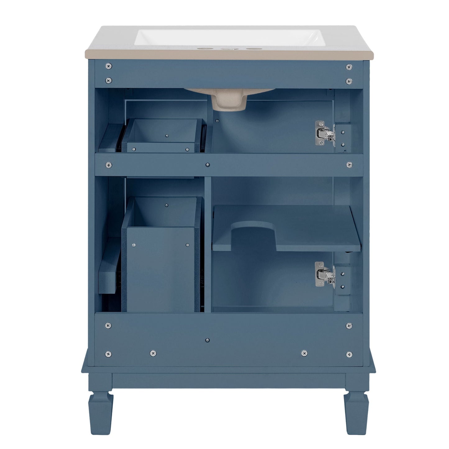Bathroom Vanity With Ceramic Sink, Compact Cabinet With 2 Drawers And Adjustable Shelf - Blue