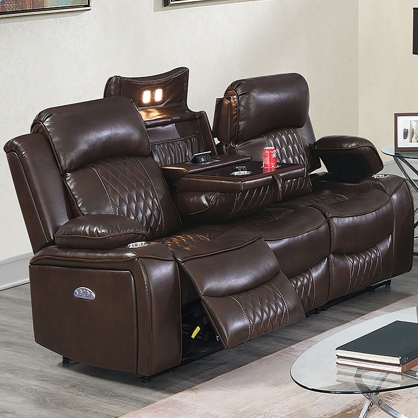Power Motion Living Room Set With USB Port, Adjustable Headrest, Cup Holder